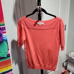 SOLD LOFT Pink Crew Neck Sweater Vibrant Lightweight Knit